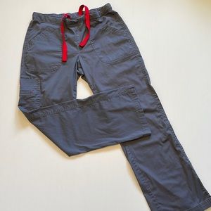 BIO Gray scrub pants with red detailing and draw string. Size XSP